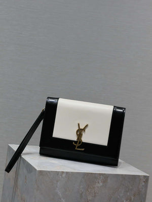 YSL 617662 Cassandre Matelass¨¦ Flap pouch in black and White leather - Default Title - View 2