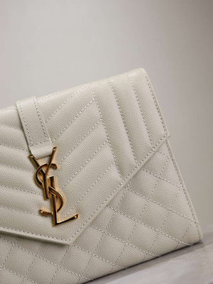 YSL 617662 Cassandre Matelass¨¦ Flap pouch in grain de Poudre leather White - Default Title - View 4