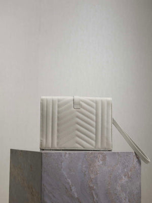 YSL 617662 Cassandre Matelass¨¦ Flap pouch in grain de Poudre leather White - Default Title - View 5