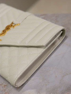 YSL 617662 Cassandre Matelass¨¦ Flap pouch in grain de Poudre leather White - Default Title - View 7