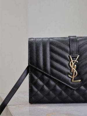 YSL 617662 Cassandre Matelass¨¦ Flap pouch in grain de Poudre leather Black - Default Title - View 3