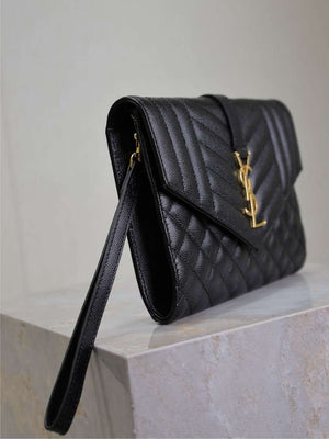 YSL 617662 Cassandre Matelass¨¦ Flap pouch in grain de Poudre leather Black - Default Title - View 4