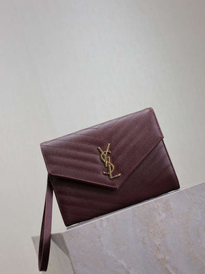 YSL Cassandre Matelass¨¦ Flap pouch in grain de Poudre leather 617662 V wine Red - Default Title - View 2