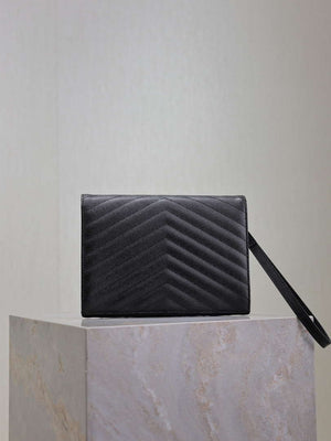 YSL Cassandre Matelass¨¦ Flap pouch in grain de Poudre leather 617662 V Black - Default Title - View 5
