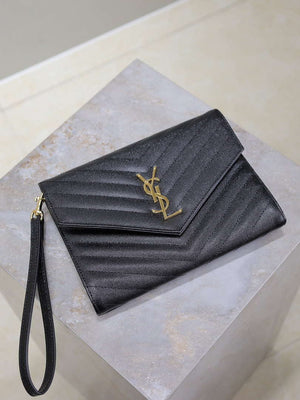 YSL Cassandre Matelass¨¦ Flap pouch in grain de Poudre leather 617662 V Black - Default Title - View 6