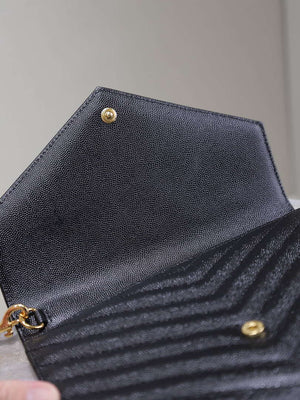 YSL Cassandre Matelass¨¦ Flap pouch in grain de Poudre leather 617662 V Black - Default Title - View 7