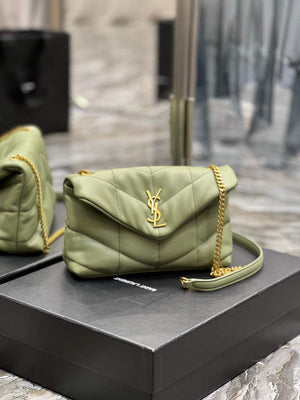 Saint Laurent Lou lou Puffer Mini Bag YSL 620333 Canvas and smooth leather Light Green - Default Title - View 2