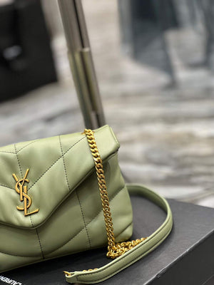 Saint Laurent Lou lou Puffer Mini Bag YSL 620333 Canvas and smooth leather Light Green - Default Title - View 3