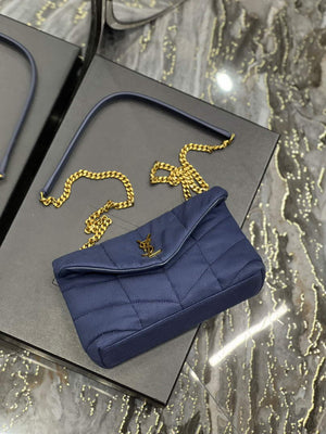 Saint Laurent Lou lou Puffer Mini Bag YSL 620333 Canvas and smooth leather Navy Blue - Default Title - View 6