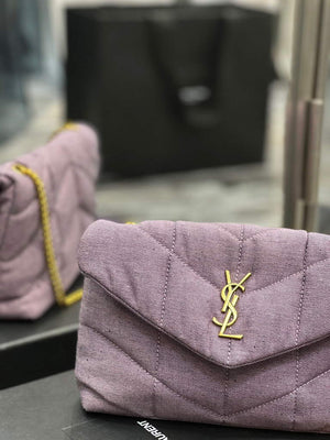 YSL 620333 Saint Laurent Puffer Toy Bag In Jersey Purple - Default Title - View 3