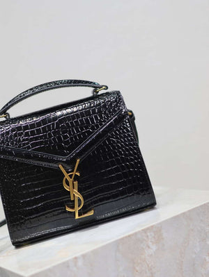 YSL 623930 Cassandra Mini Top Handle Bag In Crocodile pattern Leather Black - Default Title - View 4