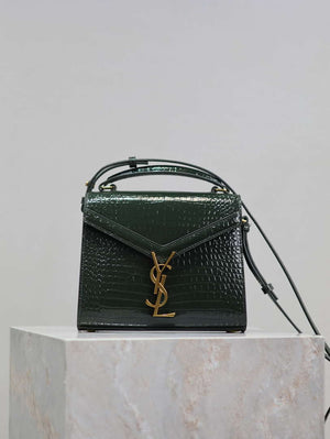 YSL 623930 Cassandra Mini Top Handle Bag In Crocodile pattern Leather Green - Default Title - View 1