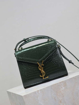 YSL 623930 Cassandra Mini Top Handle Bag In Crocodile pattern Leather Green - Default Title - View 2