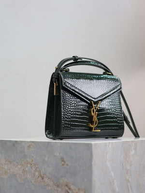 YSL 623930 Cassandra Mini Top Handle Bag In Crocodile pattern Leather Green - Default Title - View 5