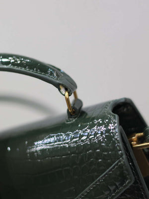 YSL 623930 Cassandra Mini Top Handle Bag In Crocodile pattern Leather Green - Default Title - View 6