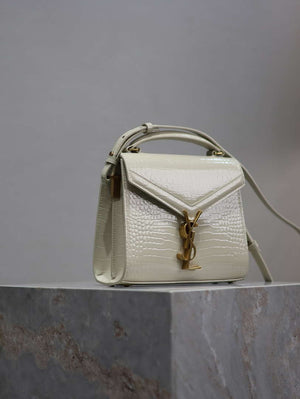 YSL 623930 Cassandra Mini Top Handle Bag In Crocodile pattern Leather White - Default Title - View 4