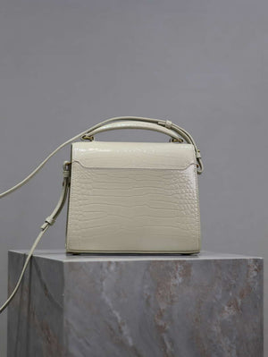 YSL 623930 Cassandra Mini Top Handle Bag In Crocodile pattern Leather White - Default Title - View 6