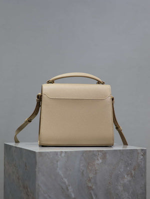 YSL 623930 Cassandra Mini Top Handle Bag In Grain De Poudre Embossed Leather Apricot - Default Title - View 6