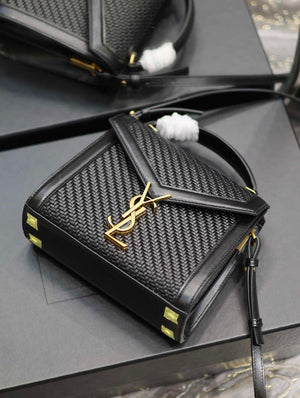 YSL 623930 Cassandra Mini Top Handle In Box Saint Laurent Braided with top-grain cowhide Black - Default Title - View 7