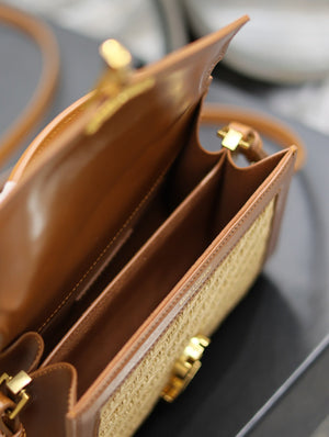 YSL 623930 Cassandra Mini Top Handle In Box Saint Laurent Braided with top-grain cowhide Brown - Default Title - View 9