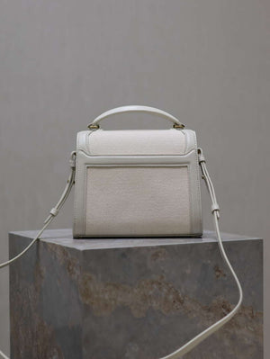 YSL 623930 Cassandra Mini Top Handle In Box Saint Laurent linen with White Leather - Default Title - View 6