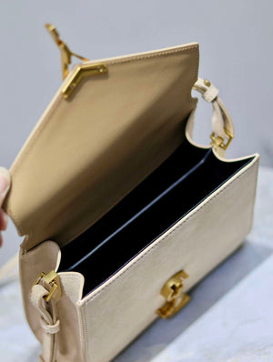 YSL 623930 Cassandra Mini Top Handle In Box Saint Laurent Suede Beige - Default Title - View 9