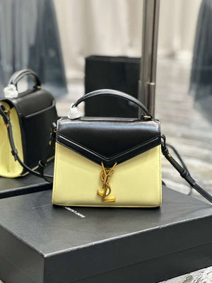 YSL 623930 Cassandra Mini Top Handle In Box Saint Laurent Black & Yellow - Default Title - View 1