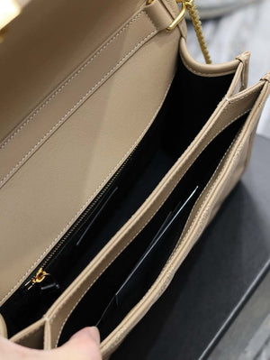 YSL 629246 Saint Laurent Becky Chain Shoulder Bag 25cm Leather Apricot - Default Title - View 8