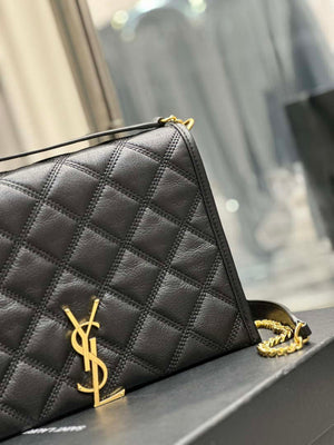 YSL 629246 Saint Laurent Becky Chain Shoulder Bag 25cm Leather Black - Default Title - View 2