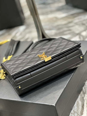 YSL 629246 Saint Laurent Becky Chain Shoulder Bag 25cm Leather Black - Default Title - View 8