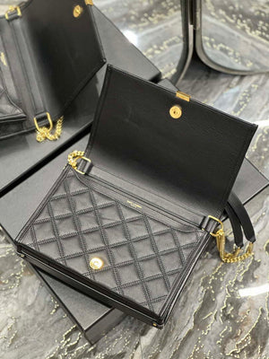 YSL 629246 Saint Laurent Becky Chain Shoulder Bag 25cm Leather Black - Default Title - View 9