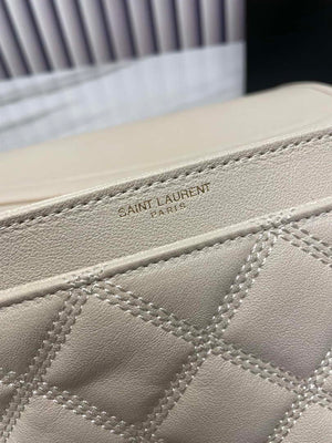 YSL 629246 Saint Laurent Becky Chain Shoulder Bag 25cm Leather Beige Silver - Default Title - View 8