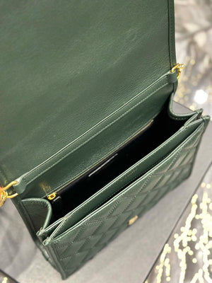 YSL 629246 Saint Laurent Becky Chain Shoulder Bag 25cm Leather Green - Default Title - View 9