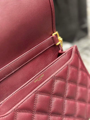 YSL 629246 Saint Laurent Becky Chain Shoulder Bag 25cm Leather Wine Red - Default Title - View 8