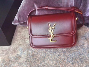 YSL 634306 Yves Saint Laurent Solferino Box small Shoulder Handbag Wine Red - luxibagsmall