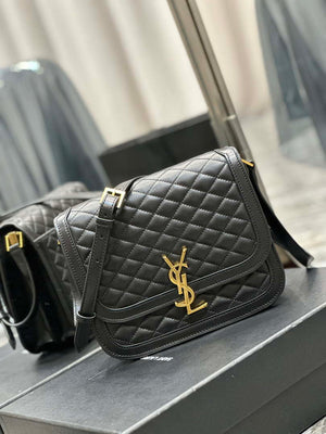 YSL 635025 Saint Laurent Solferino Medium Soft Satchel In Lambsikn Leather Black - Default Title - View 2