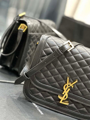 YSL 635025 Saint Laurent Solferino Medium Soft Satchel In Lambsikn Leather Black - Default Title - View 4