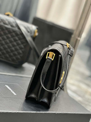 YSL 635025 Saint Laurent Solferino Medium Soft Satchel In Lambsikn Leather Black - Default Title - View 6