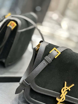 YSL 635025 Saint Laurent Solferino Medium Soft Satchel In Suede And Smooth Leather Black - Default Title - View 5