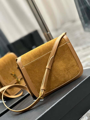 YSL 635025 Saint Laurent Solferino Medium Soft Satchel In Suede And Smooth Leather Brown - Default Title - View 7