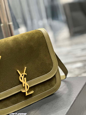 YSL 635025 Saint Laurent Solferino Medium Soft Satchel In Suede And Smooth Leather Green - Default Title - View 4