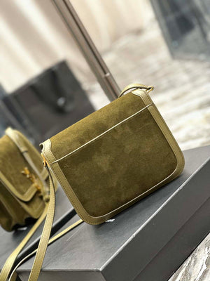 YSL 635025 Saint Laurent Solferino Medium Soft Satchel In Suede And Smooth Leather Green - Default Title - View 6