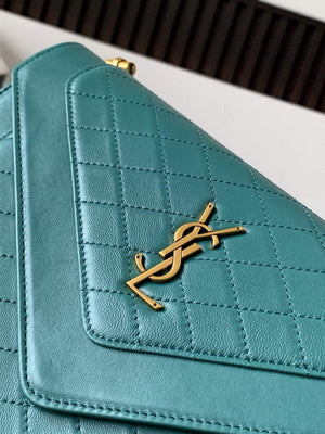 YSL 668863 Gaby Satchel In Quilted Lambskin SEA turquoise - Default Title - View 5