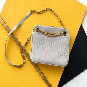 YSL 669308 Le Maillon Small Chain Bag In Quilted Lambskin White - Default Title - View 1