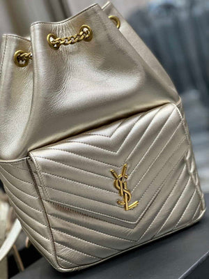 YSL 672609 Yves Saint Laurent Joe Backpack In Lambskin Gold - Default Title - View 3