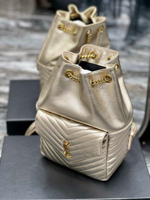 YSL 672609 Yves Saint Laurent Joe Backpack In Lambskin Gold - Default Title - View 5