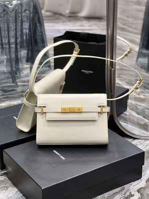 YSL 675626 Manhattan Small Shoulder Bag In Box Saint Laurent Leather White - Default Title - View 1