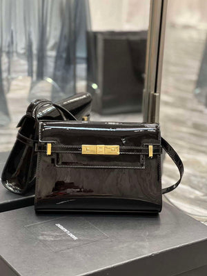 YSL 675626 Manhattan Small Shoulder Bag In Patent Leather Black - Default Title - View 1
