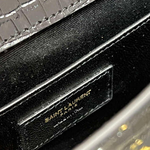YSL 675626 Manhattan Small Shoulder Bag In Shiny Crocodile-Embossed Leather Black - Default Title - View 15