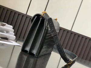 YSL 685574 Gaby Mini Satchel In Crocodile-Embossed Lacquered black - Default Title - View 2